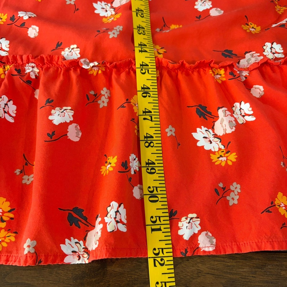 Isabel Maternity Maxi Dress M Orange Floral Smocked Ruffle Hem Sleeveless Summer - Picture 10 of 10